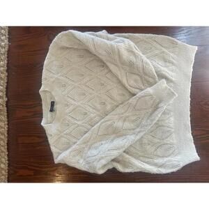 Cozy MNG Knit Sweater - Cream Diamond Pattern